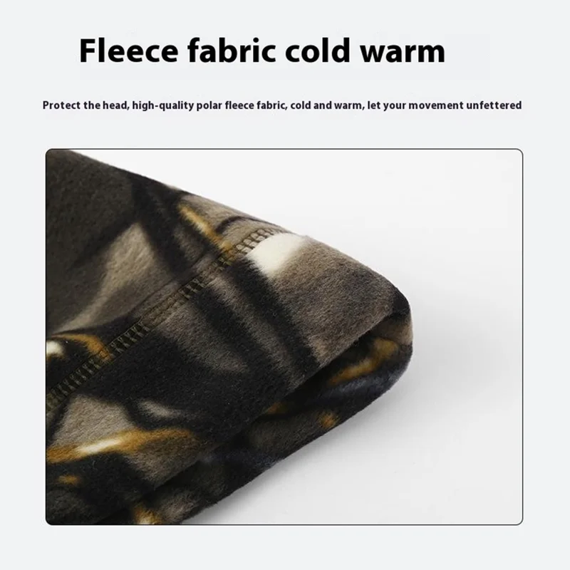 Autumn Winter Thermal Beanie Hat Polar Fleece Helmet Liner Cap for Outdoor Skiing Hiking - Jungle Camouflage