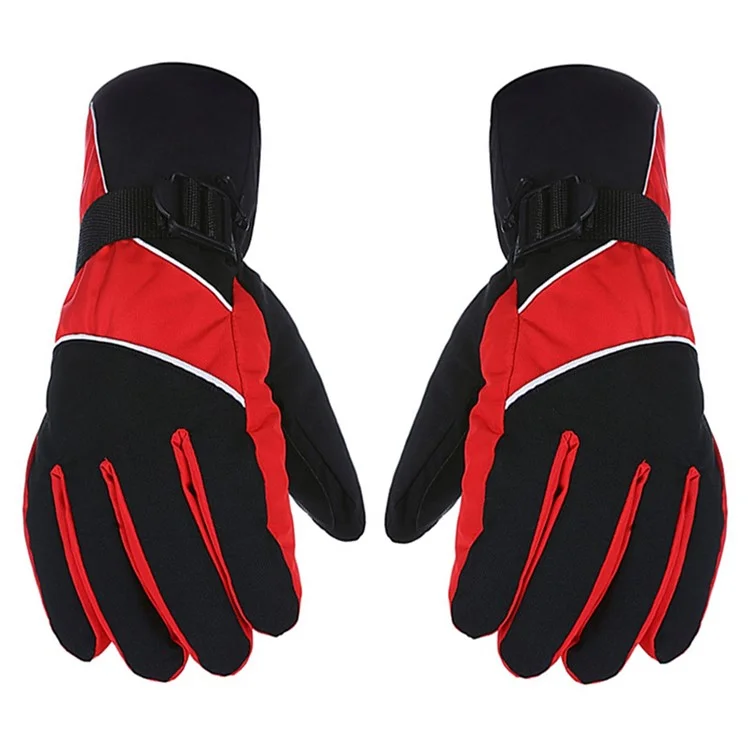 1 Pair Winter Motorcycle Bike Warm Gloves Unisex Outdoor Windproof Mountaineering Skiing Gloves - Red