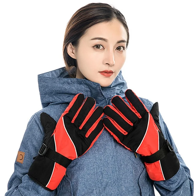 1 Pair Winter Motorcycle Bike Warm Gloves Unisex Outdoor Windproof Mountaineering Skiing Gloves - Red