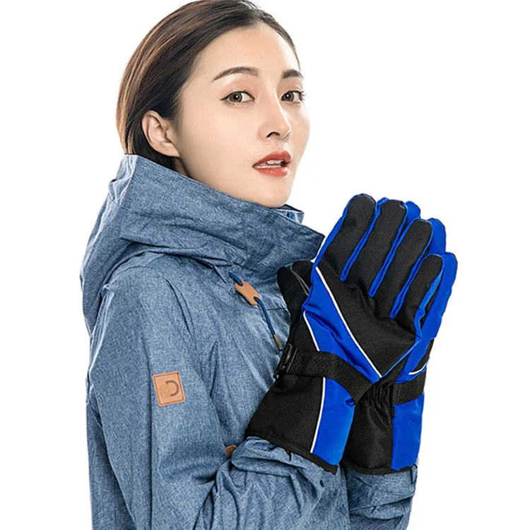 1 Pair Winter Motorcycle Bike Warm Gloves Unisex Outdoor Windproof Mountaineering Skiing Gloves - Red