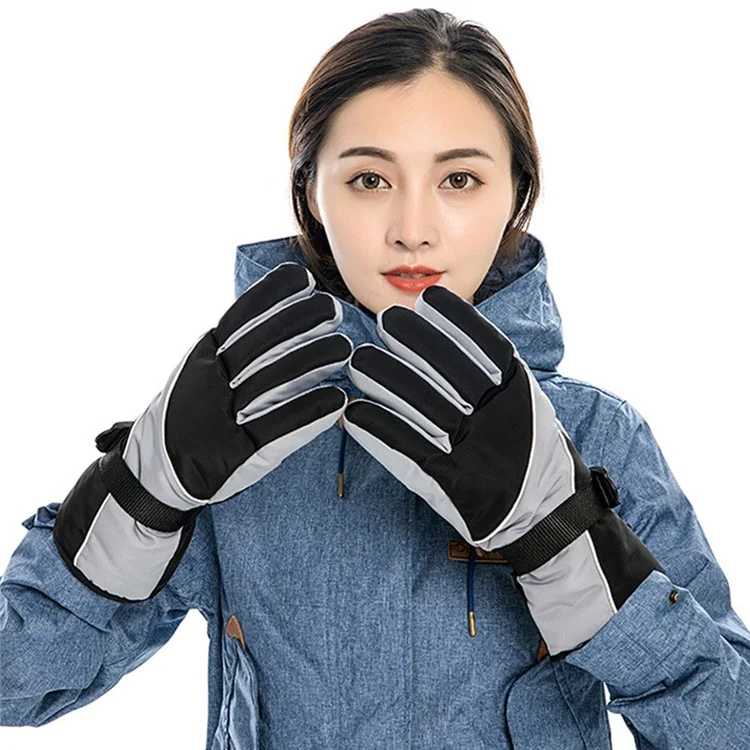 1 Pair Winter Motorcycle Bike Warm Gloves Unisex Outdoor Windproof Mountaineering Skiing Gloves - Red