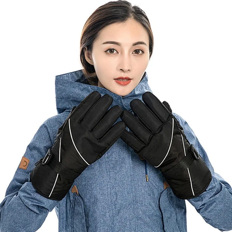 1 Pair Winter Motorcycle Bike Warm Gloves Unisex Outdoor Windproof Mountaineering Skiing Gloves - Red