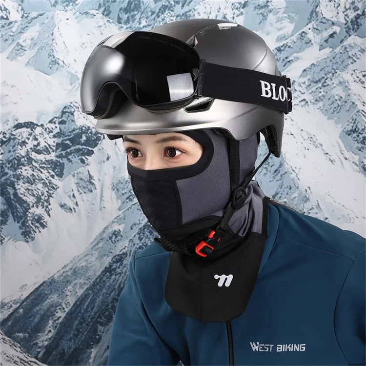 WEST BIKING YP0201441 Cobertura facial e de pescoço de inverno para ciclismo, com orifício para óculos - Preto