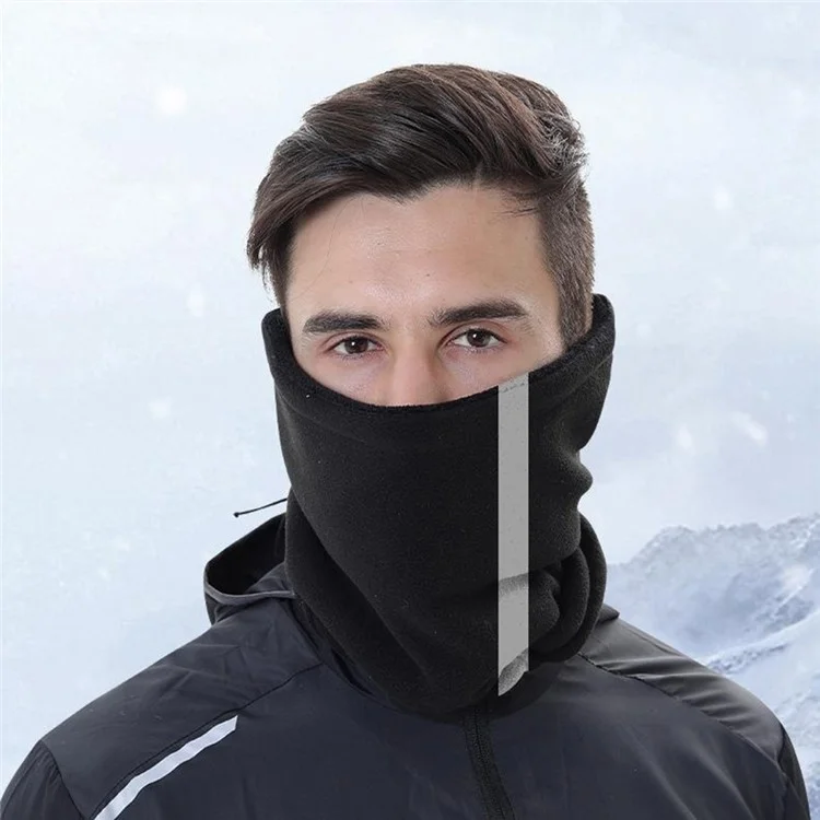 Single Layer Winter Cycling Polar Fleece Neck Gaiter Mask Reflective Motorcycle Warm Neck Cover - Red