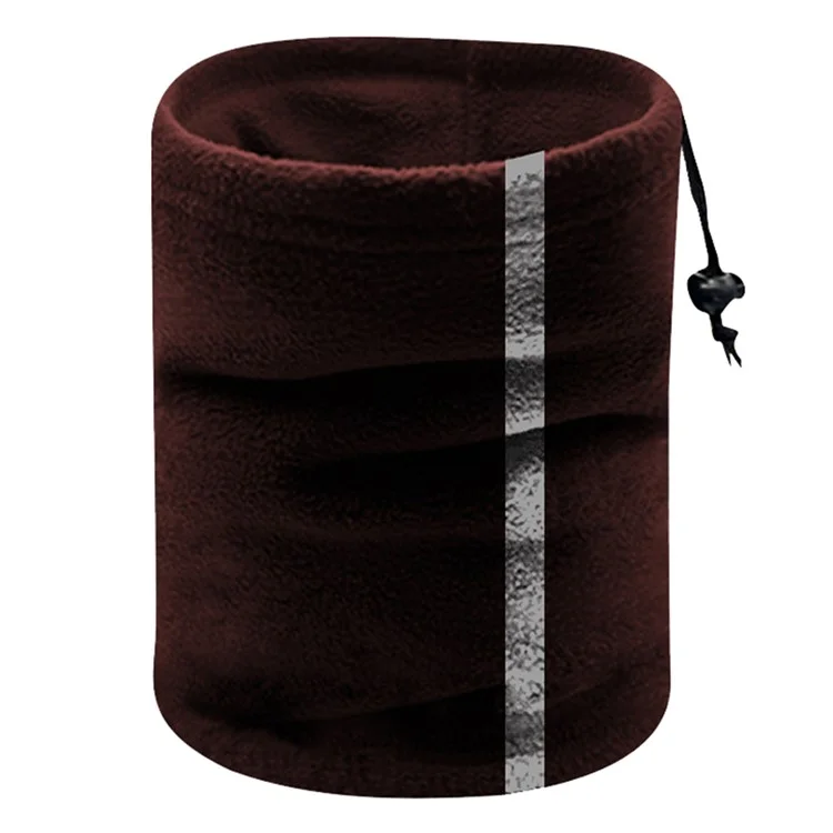 Double Layer Winter Cycling Polar Fleece Neck Gaiter Mask Reflective Motorcycle Warm Neck Cover - Brown
