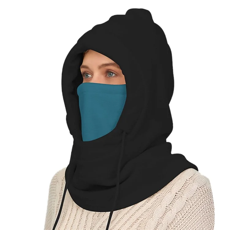 M-2458 Multipurpose Polar Fleece Thermal Balaclava Snood Face Mask Windproof Neck Warmer Hood - Black+Blue