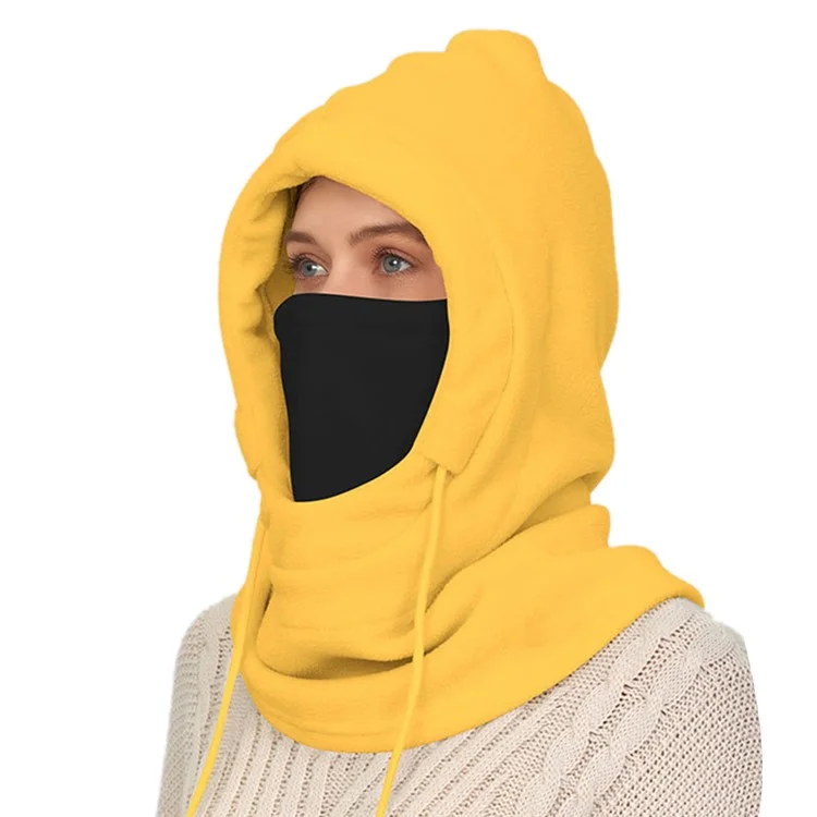 M-2458 Multipurpose Polar Fleece Thermal Balaclava Snood Face Mask Windproof Neck Warmer Hood - Yellow+Black