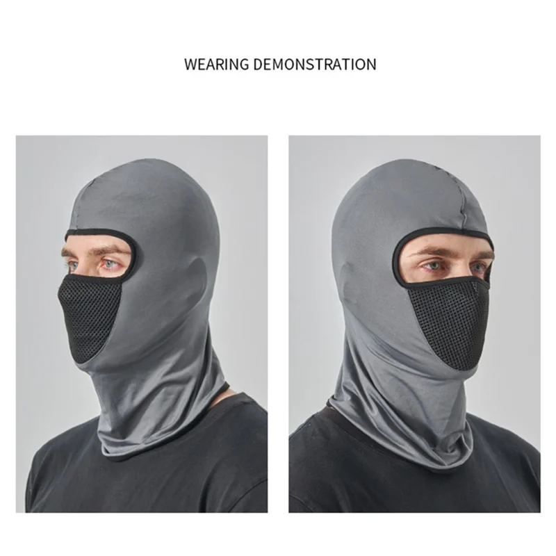Unisex Tactical Balaclava for Motorcycle Riding Outdoor Sports Breathable Mesh Ice Silk Face Mask - Dark Grey