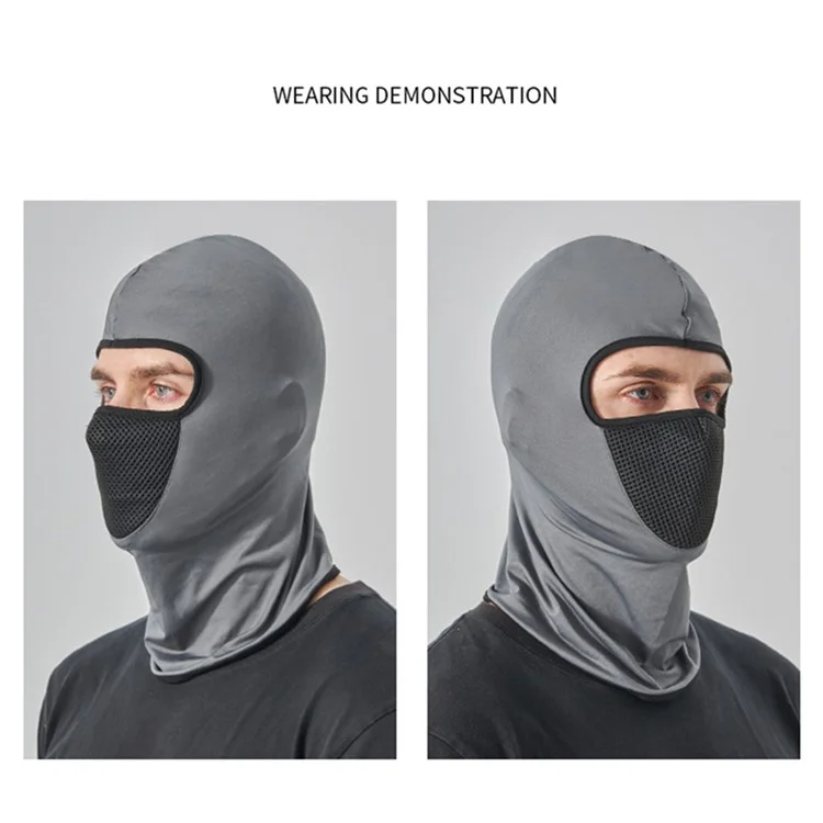 Unisex Tactical Balaclava for Motorcycle Riding Outdoor Sports Breathable Mesh Ice Silk Face Mask - Navy Blue