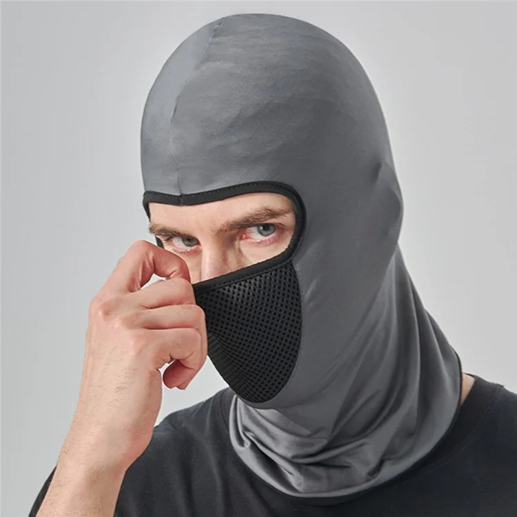 Unisex Tactical Balaclava for Motorcycle Riding Outdoor Sports Breathable Mesh Ice Silk Face Mask - Navy Blue