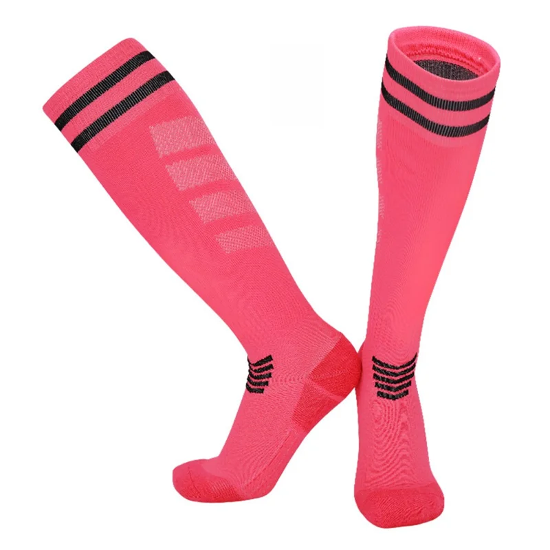LINGTU CJM621 Autumn Winter Anti-Slip Football Socks Elastic High Tube Sports Socks, Size M: 34-38 - Rose