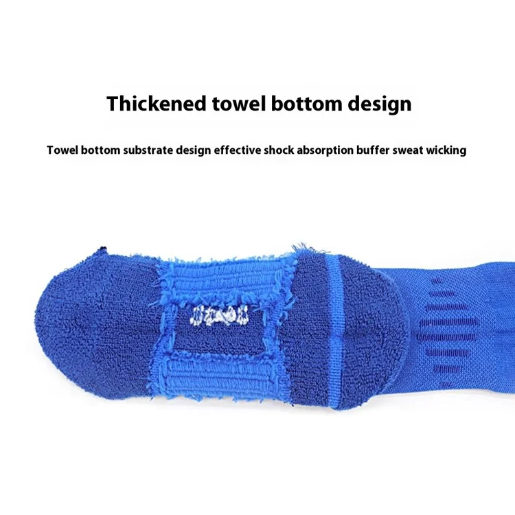 LINGTU CJM621 Meias de Futebol Anti-Deslizantes para Outono e Inverno, Tubo Alto Elástico, Tamanho L: 39-44 - Azul