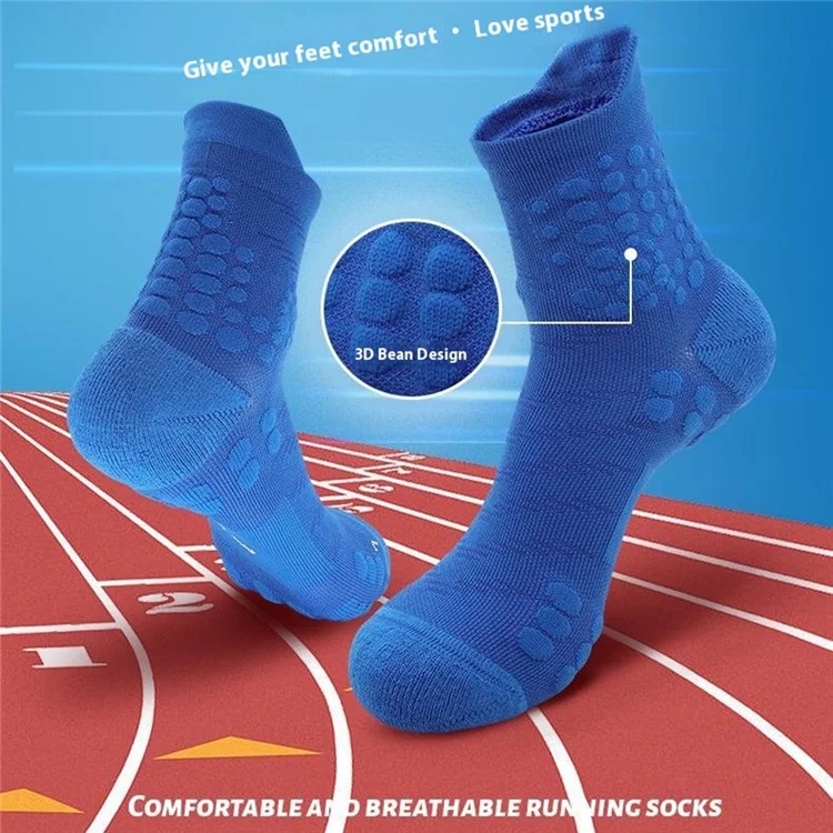 PORFIN JCB3010 1 Pair Sports Socks Unisex Breathable Basketball Running Cycling Mid Calf Socks - Blue / M