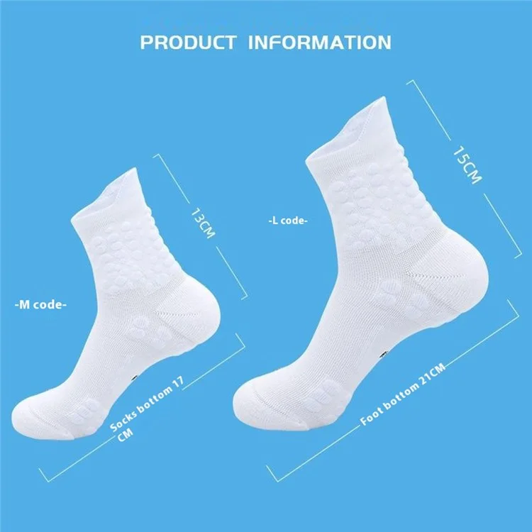 PORFIN JCB3010 1 Pair Sports Socks Unisex Breathable Basketball Running Cycling Mid Calf Socks - Blue / M