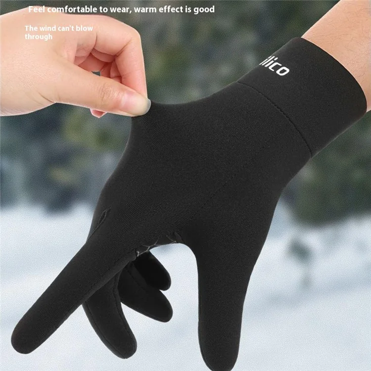 VILICO A0116 1 Par de guantes de invierno de pantalla táctil antideslizantes de punto para correr, ciclismo, conducir, senderismo - Negro + L / XL