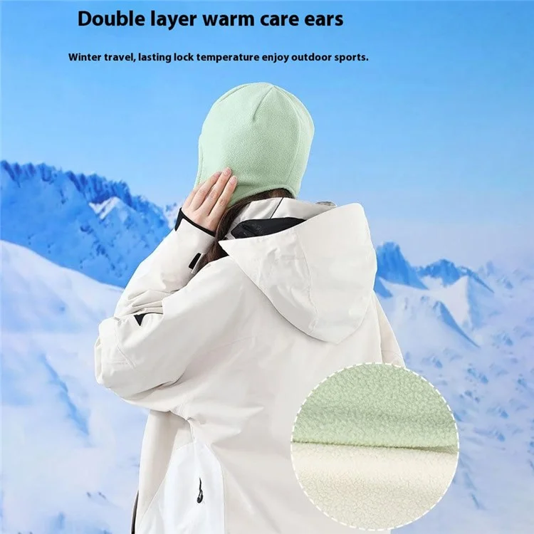 Winter Sports Skiing Cycling Double-Layer Hat Extended Earmuff Design Warm Windproof Polar Fleece Cap - Yellow