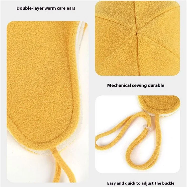Winter Sports Skiing Cycling Double-Layer Hat Extended Earmuff Design Warm Windproof Polar Fleece Cap - Yellow