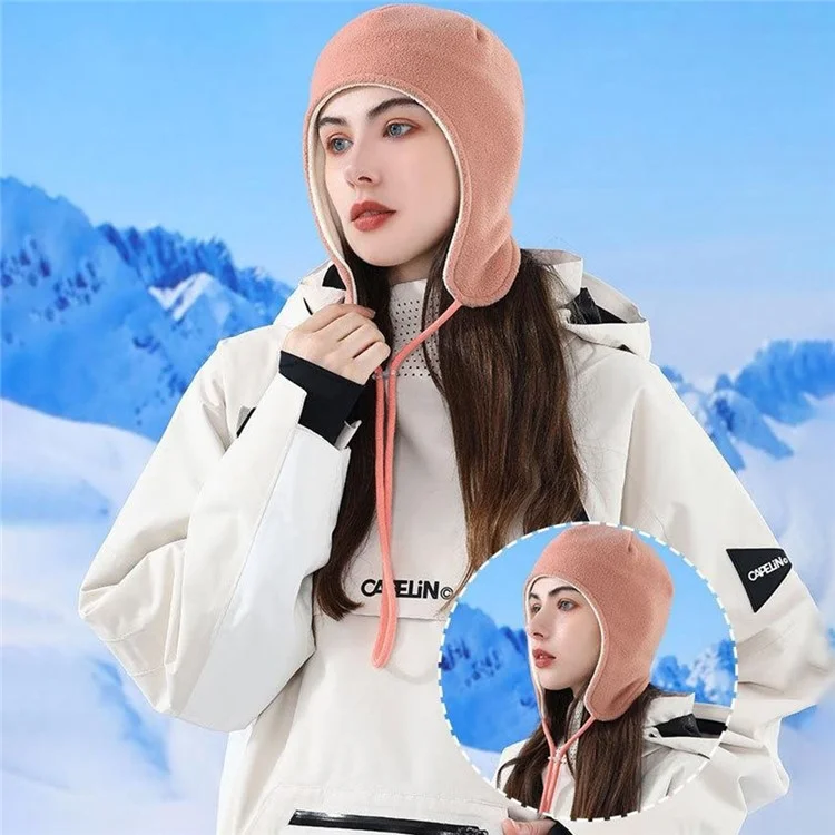Winter Sports Skiing Cycling Double-Layer Hat Extended Earmuff Design Warm Windproof Polar Fleece Cap - Yellow