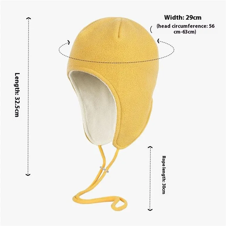 Winter Sports Skiing Cycling Double-Layer Hat Extended Earmuff Design Warm Windproof Polar Fleece Cap - Yellow