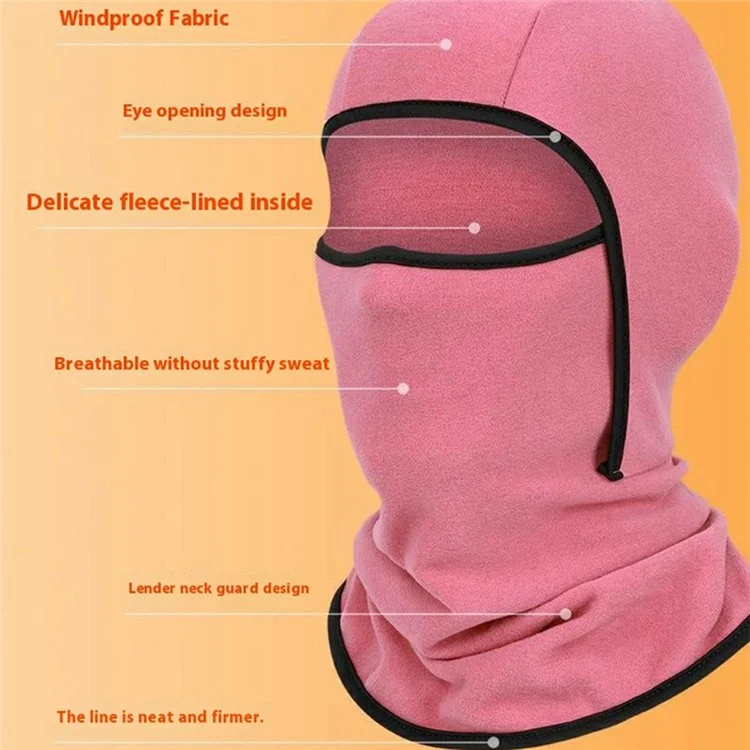 Máscara de esqui Balaclava esportiva para ciclismo, gola quente, acessório para cabeça, tamanho adulto: 38,5x27cm - Rosa