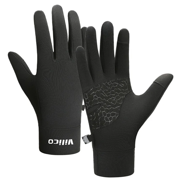 VILICO A0117 1 Pair Running Cycling Touchscreen Gloves Warm Fleece Lined Winter Gloves L / XL for Children Aged 8-12 - Black