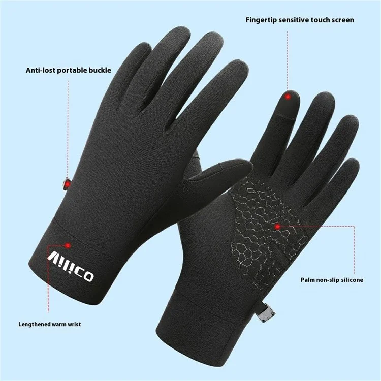 VILICO A0117 1 Pair Running Cycling Touchscreen Gloves Warm Fleece Lined Winter Gloves L / XL for Children Aged 8-12 - Black
