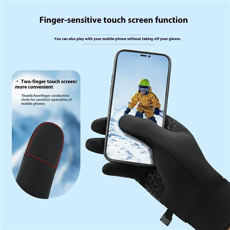 VILICO A0117 1 Pair Running Cycling Touchscreen Gloves Warm Fleece Lined Winter Gloves L / XL for Children Aged 8-12 - Black