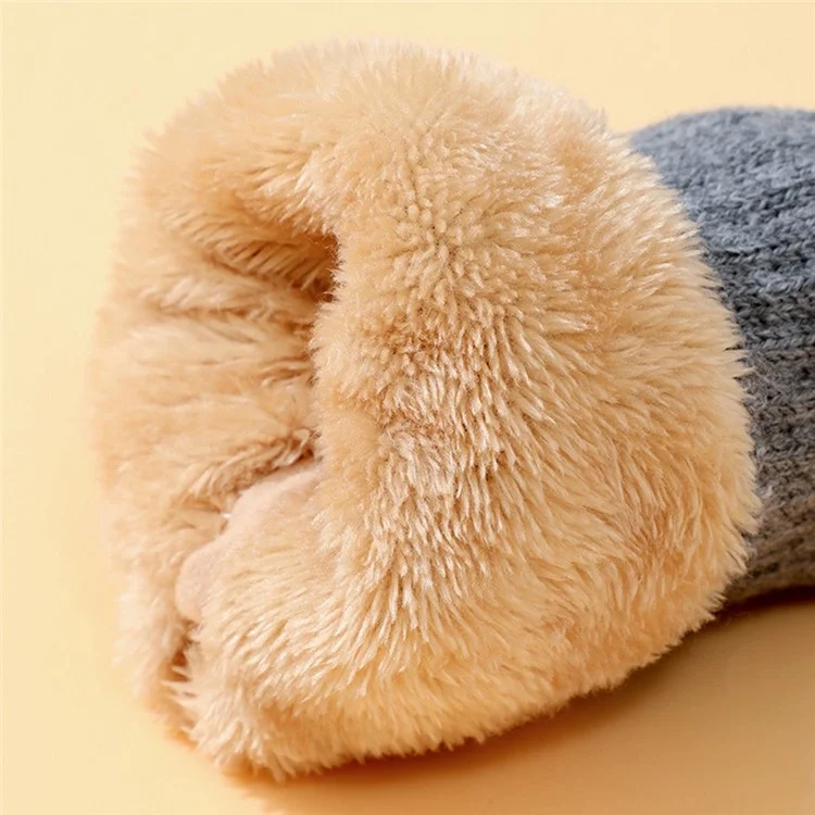 A9916 Polar Fleece Lined Men Thermal Winter Gloves Touch Screen Full Finger Knit Mittens - Light Grey