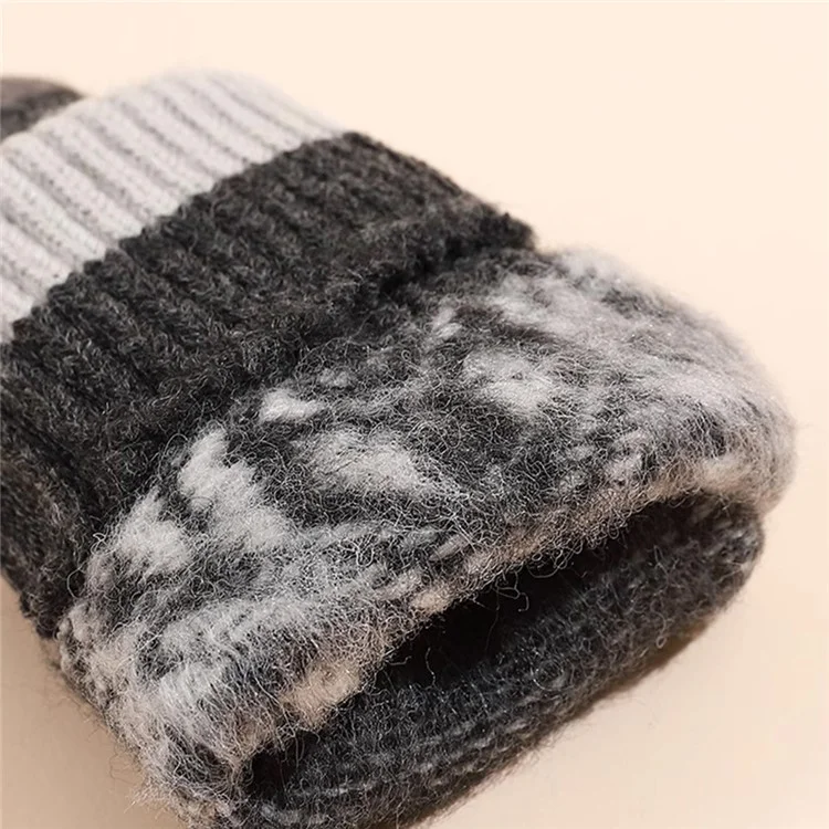 Guanti invernali a maglia con motivo a fiocco di neve per ciclismo all'aperto, touch screen - Grigio scuro