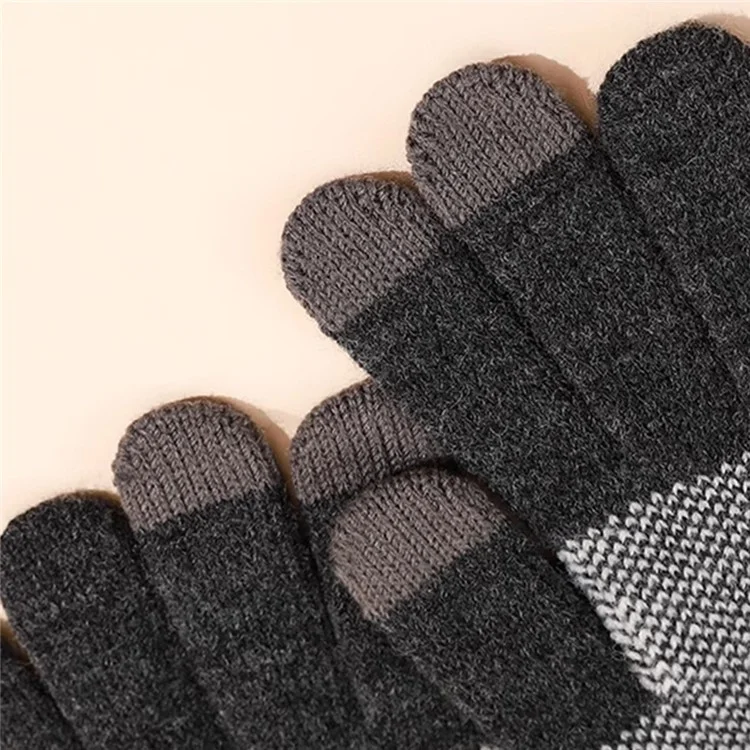 Guanti invernali a maglia con motivo a fiocco di neve per ciclismo all'aperto, touch screen - Grigio scuro