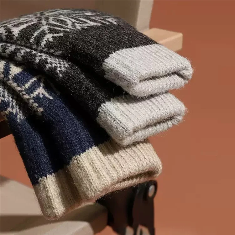 Guanti invernali a maglia con motivo a fiocco di neve per ciclismo all'aperto, touch screen - Grigio scuro