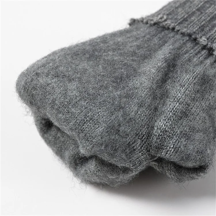 Guantes de invierno térmicos para pantalla táctil, color sólido, de punto, para ciclismo al aire libre - Negro