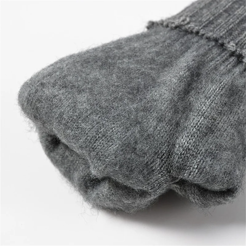 D6601 Solid Color Knitted Mittens Outdoor Cycling Touch Screen Winter Thermal Gloves - Grey