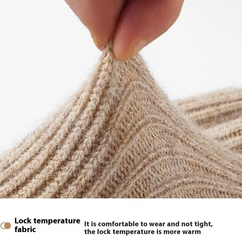 Outdoor Cycling Windproof Winter Thermal Gloves Filp Top Knitted Mittens for Women - Yellow