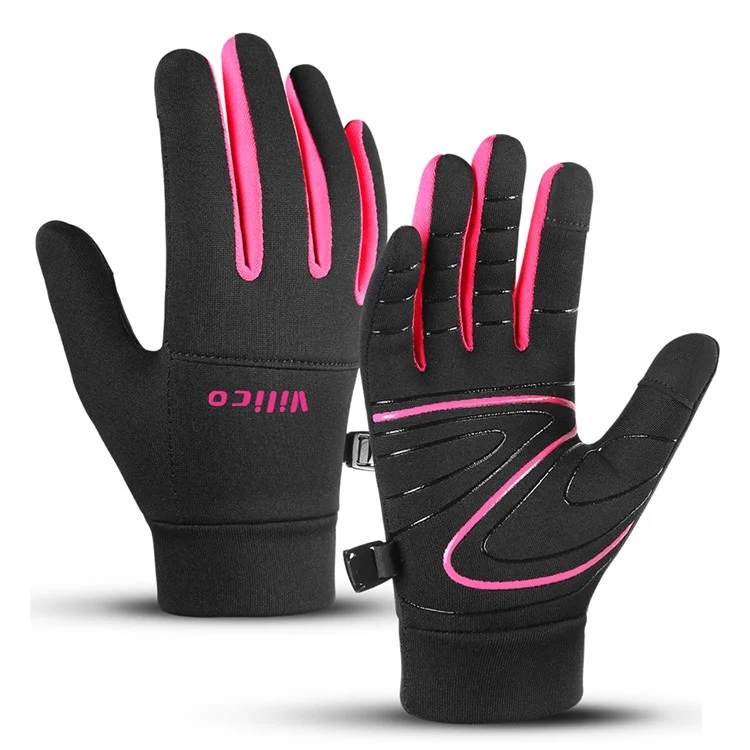 VILICO 1Pair Winter Sports Gloves for Kids 8-12 Years Old Touchscreen Anti Slip Warm Gloves Cycling Running L / XL - Black / Rose