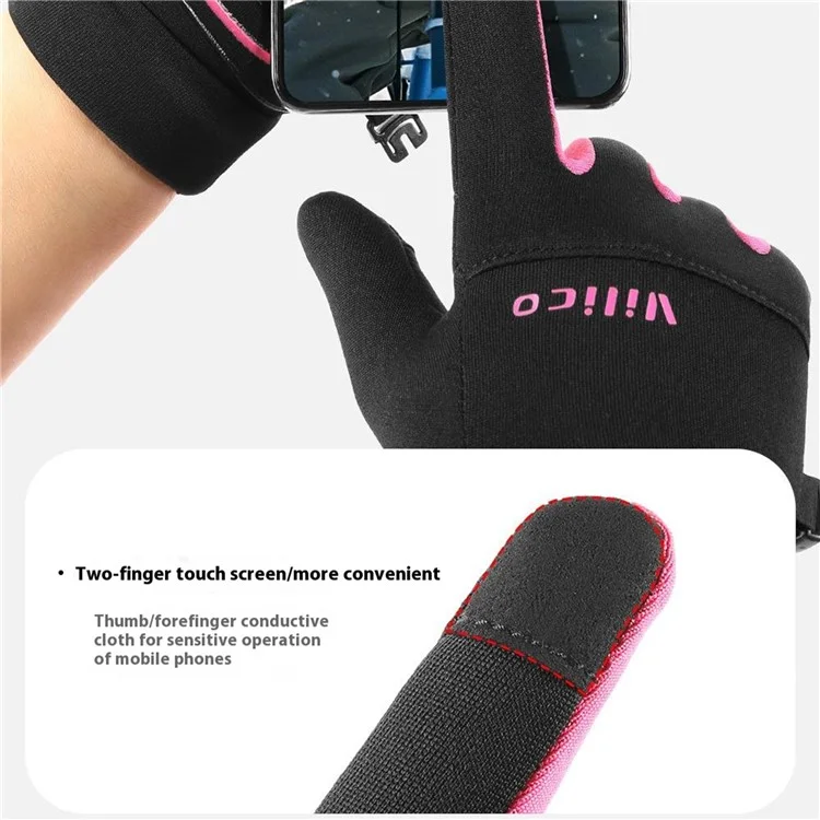 VILICO 1Pair Winter Sports Gloves for Kids 8-12 Years Old Touchscreen Anti Slip Warm Gloves Cycling Running L / XL - Black / Rose