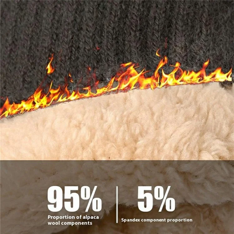Gants d'hiver pour hommes YJX A9904 avec écran tactile, doublure en polaire et tricot à doigts entiers - Noir