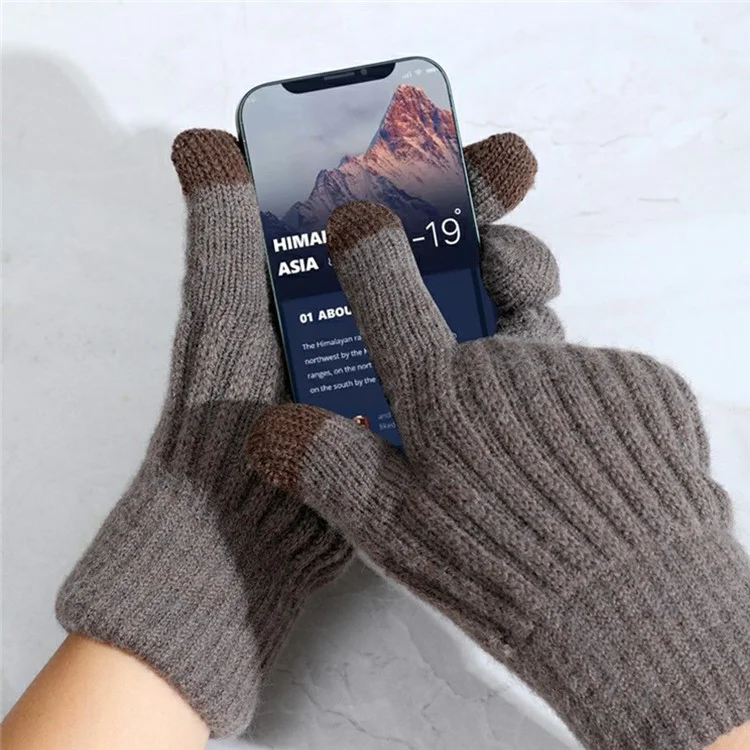 Gants d'hiver pour hommes YJX A9904 avec écran tactile, doublure en polaire et tricot à doigts entiers - Noir