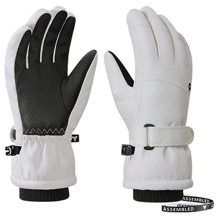 GOLOVEJOY DRST39 1 Pair Winter Ski Gloves for 4-7 Years Kids Waterproof Windproof Snow Mittens Size S - White