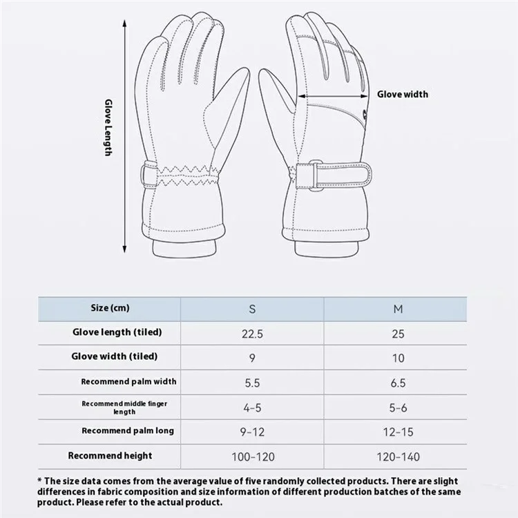 GOLOVEJOY DRST39 1 Paar Winterskihandschuhe für Kinder von 8-12 Jahren, wasserdicht, winddicht, Schnee-Fäustlinge, Größe M - Weiß