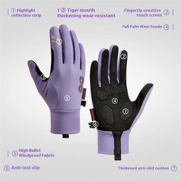 GOLOVEJOY DB74 Winter Outdoor Sports Fleece Lined Gloves Non Slip Touch Screen Mittens Size M - Black