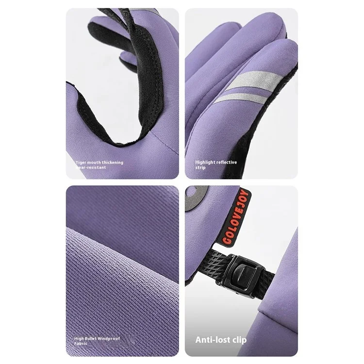 GOLOVEJOY DB74 Winter Outdoor Sports Fleece Lined Gloves Non Slip Touch Screen Mittens Size M - Black