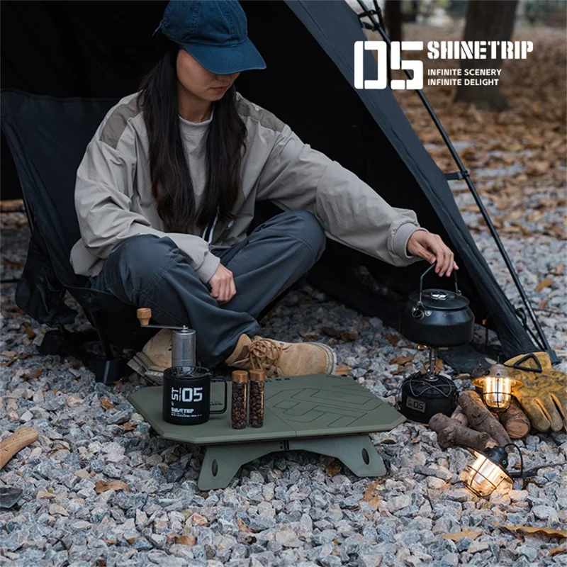 SHINETRIP A512 Outdoor Camping Folding Table Multipurpose Two Heights Portable Desk - Green