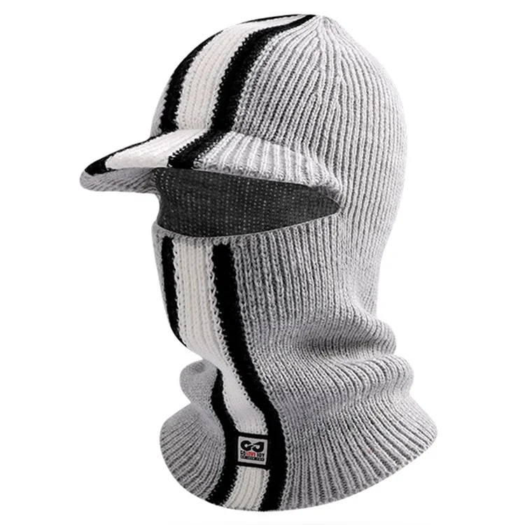 Gorro de inverno DMZ112 GOLOVEJOY com aba para esqui, ciclismo, máscara facial, aquecedor de pescoço, tricotado - Cinza titânio