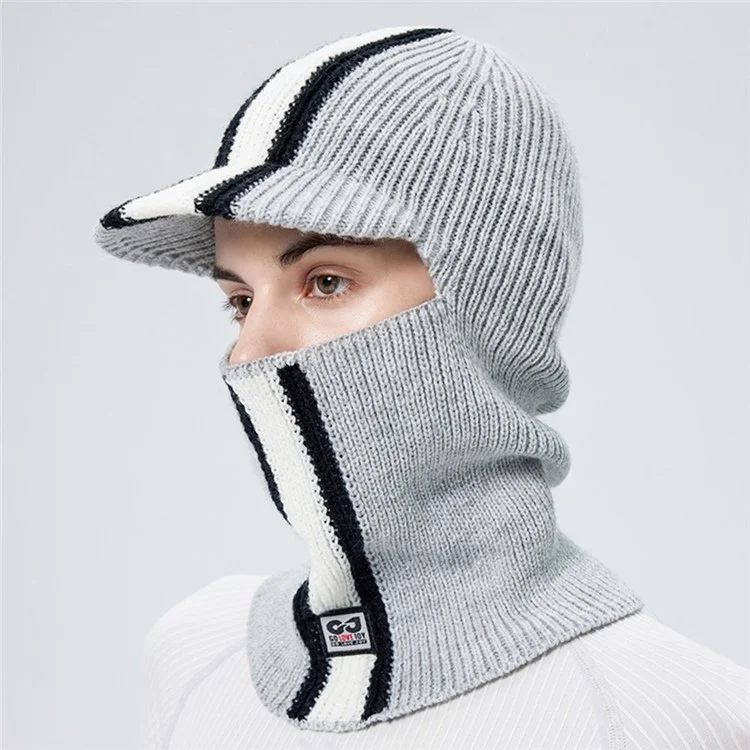 Gorro de inverno DMZ112 GOLOVEJOY com aba para esqui, ciclismo, máscara facial, aquecedor de pescoço, tricotado - Cinza titânio