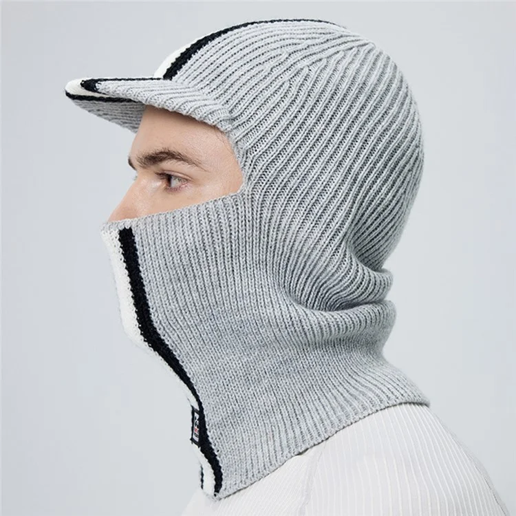 Gorro de inverno DMZ112 GOLOVEJOY com aba para esqui, ciclismo, máscara facial, aquecedor de pescoço, tricotado - Cinza titânio