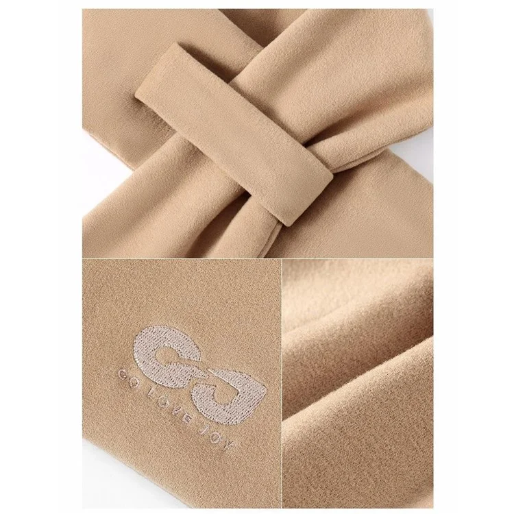 GOLOVEJOY DWJ56 82cm Winteraußen Retro Thermofleece bestickte Schal Winddicht Halserwärmer - Kamel