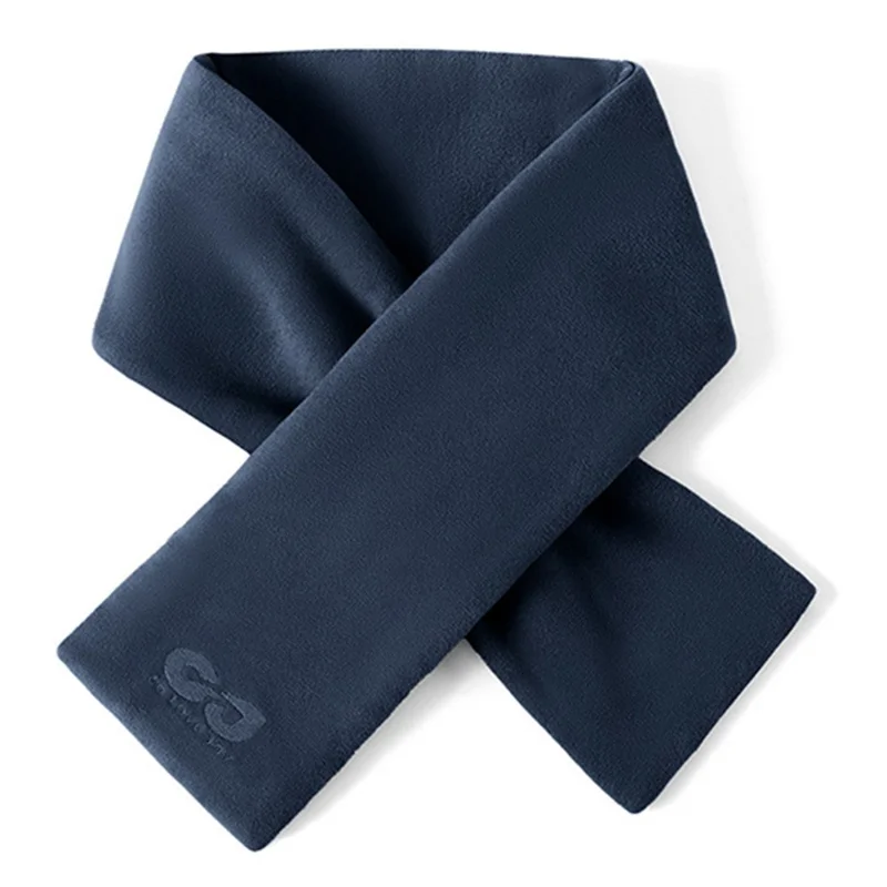 GOLOVEJOY DWJ56 82cm Winter Outdoor Retro Thermal Fleece Embroidered Scarf Windproof Neck Warmer - Navy Blue
