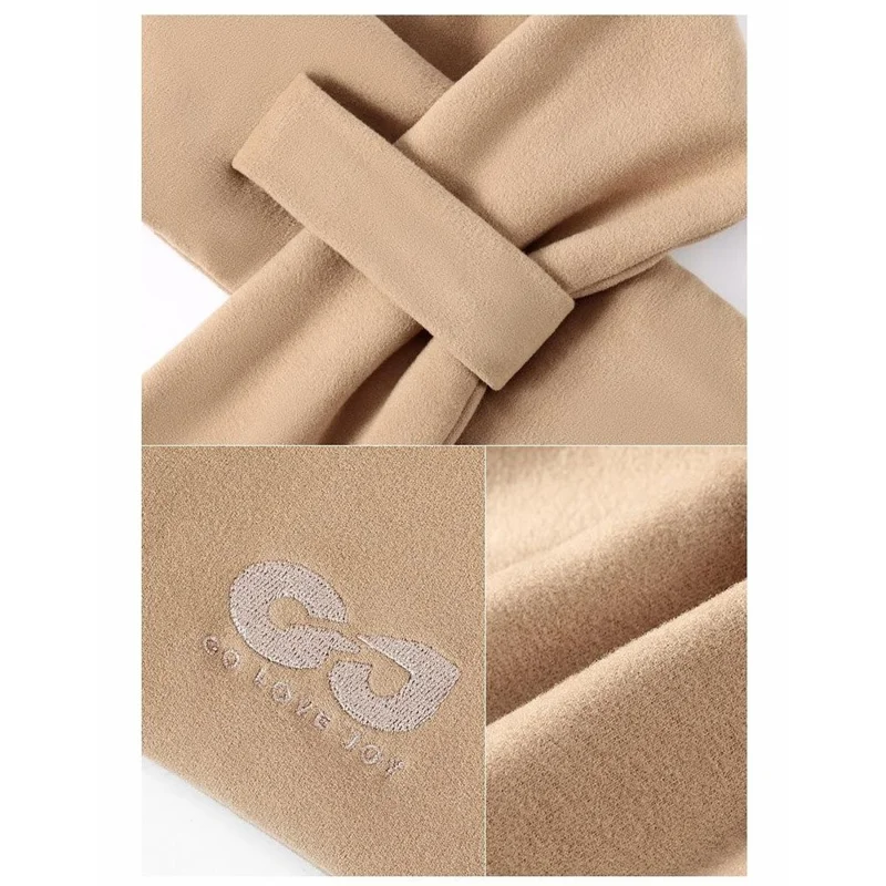 GOLOVEJOY DWJ56 82cm Winter Outdoor Retro Thermal Fleece Embroidered Scarf Windproof Neck Warmer - Navy Blue