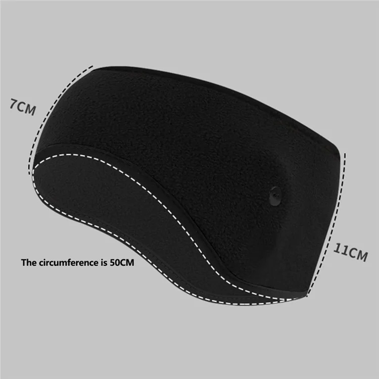 Winter Outdoor Sports Windproof Polar Fleece Ear Warmer Headband with Button - Black